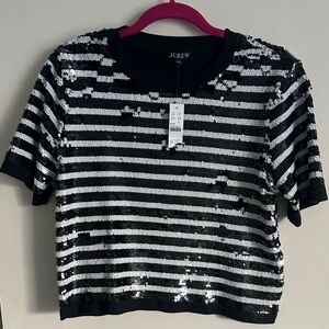 J. Crew Women's Top with Black and Silver Sequins